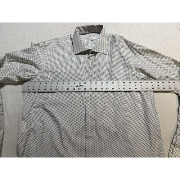 Eton Shirt Mens 17.5 44 White “Whales” Check Contemporary Dress Button Up Work - Picture 8 of 9